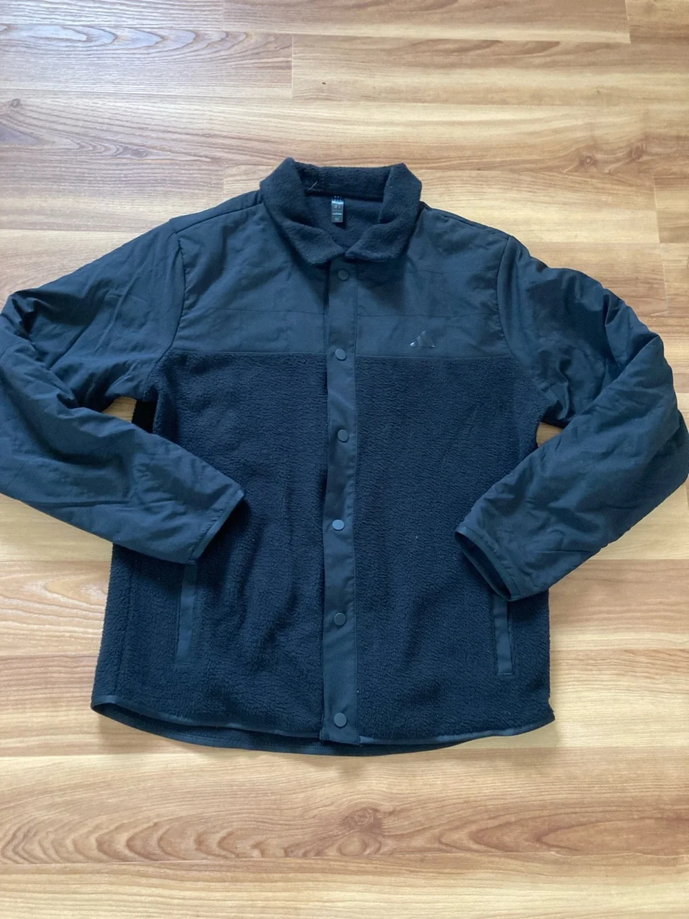 adidas Men's Black Lightweight Fleece Shirt Jacket Button Down NWOT